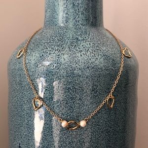 Handmade ~ Pearl and Gold Heart Necklace